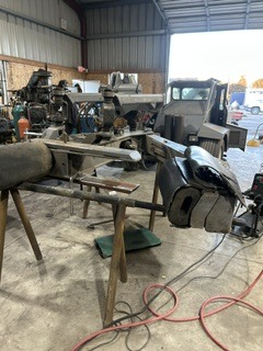 Custom equipment stand during shop fabrication